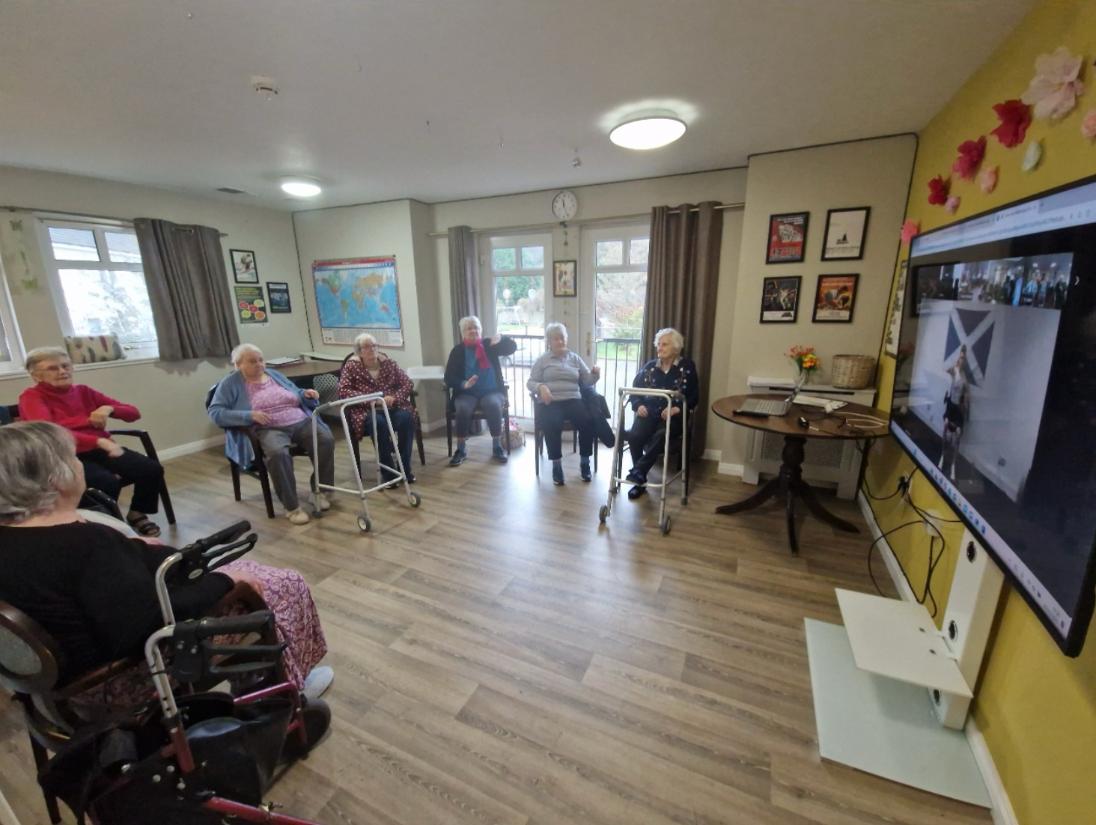 residents enjoying exercise class