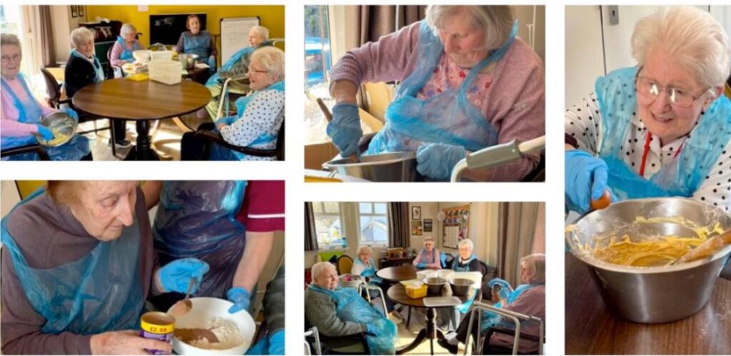 collage pictures of residents baking