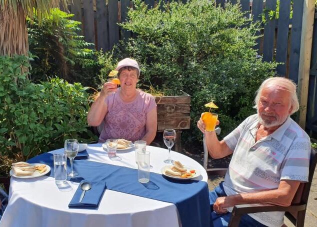 residents enjoying a the garden