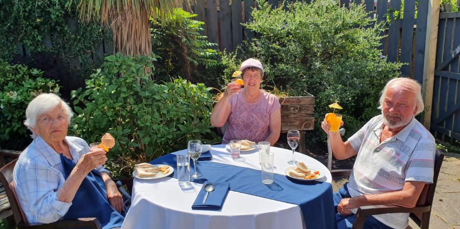 residents enjoying a the garden